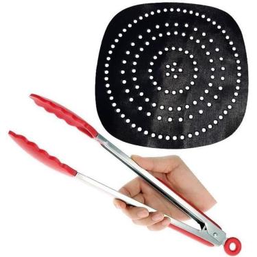 Imagem de Kit Tapete Teflon Airfryer Quadrado 18,5Cm +Pegador Pinça