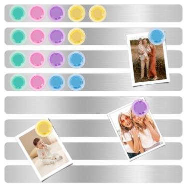 Imagem de 8 tiras magnéticas para placa de ferro, barra magnética de avisos com 20 ímãs para escritório, casa, sala de aula, 30 x 3 cm