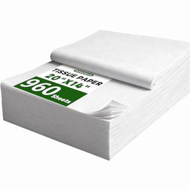 Imagem de Bobobag 960 Folhas 20" X 14" Papel de Seda Branco A Granel para Sacos de Presente Embrulho Embalagem Em Movimento, Casamentos Chuveiros de Aniversário Artes Artesanato Festa Favor Decoração Caixa Ench