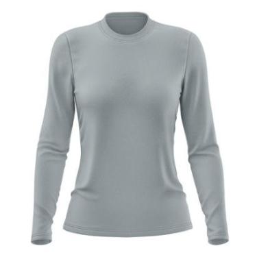Imagem de Camiseta Manga Longa Feminina Dry Lisa Proteção Solar Treino Praia Gênero:Mulher;Tamanho:M;Cor:-Feminino