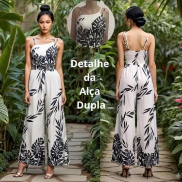 Imagem de Macacão Feminino Longo elegante alça dupla regulável luxo primavera ve