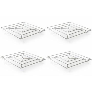 Imagem de Kit Descanso de Panela Inox Quadrado 14cm  Apoio para Panela Quente Re