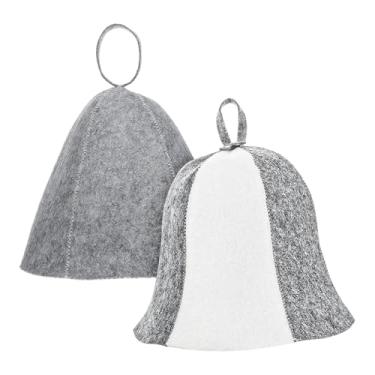 Imagem de Ｂｅｓｇａ 2x Touca de Sauna Acessórios de Banho Protege o Cabelo Confortável Cinza para Homens e Mulheres Presentes Touca de Isolamento Térmico Vaporarium