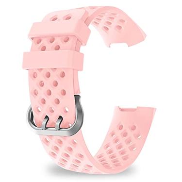 Imagem de ZEZEFUFU Pulseira de silicone de 23 mm/0,9 polegadas, pulseira de relógio, acessórios de substituição para Fitbit (Charge 3 4), Sem Pedra Preciosa