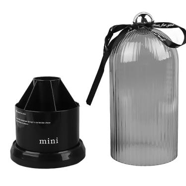 Imagem de Eujgoov Suporte Giratório de Armazenamento de Pincel de Maquiagem Com Tampa Transparente, Organizador de Cosméticos Giratório de 360 ​​graus para Pincéis, Canetas, Delineadores, Toucador de Mesa,