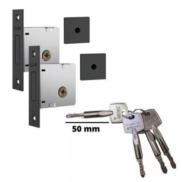 Imagem de Fechadura Auxiliar Stam Tetra Chave 1004 RQ1 Preto Fosco PAR