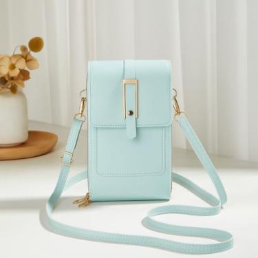 Imagem de Bolsa de ombro vertical, bolsa transversal estruturada macia com zíper e fecho de pressão, bolsa casual, Azul, Medium, Mochila casual