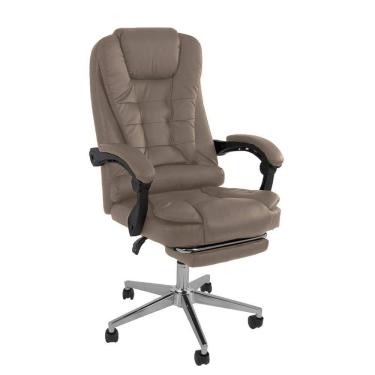 Imagem de Cadeira Escritório Presidente Ergonômica Apoio p/ Pés Bege