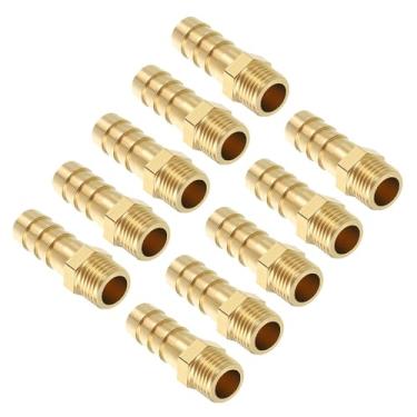 Imagem de Kozelo Pacote com 2 conectores adaptadores de farpa de mangueira de latão 8 mm para mangueira M10x1 acessórios machos para máquinas domésticas, banheiras de massagem e sistemas de irrigação
