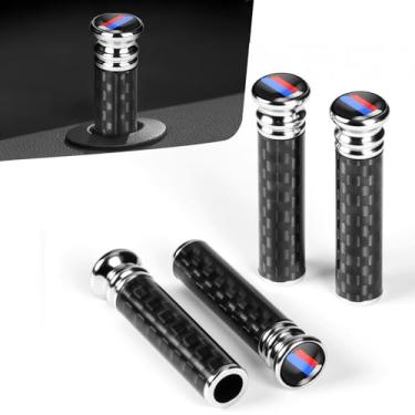 Imagem de Erivis 4 maçanetas de fechadura de porta de carro para BMW X3 X5 X7 X1 X6 X4 X1 X2 3 4 5 7 1 2 Series Interior Acessórios, Haste de tampa de pino de trava de porta de fibra de carbono, logotipo