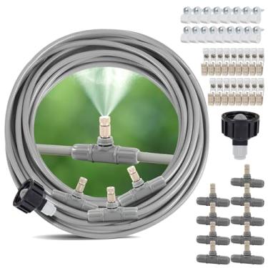 Imagem de Borrifadores de 1,4 m para pátio externo - 9 bocais de névoa e adaptador de 0,9 cm, névoa de água para resfriamento ao ar livre, fácil de instalar, sistema de nebulização para pátio, piscina, jardim