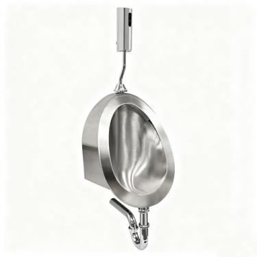 Imagem de Mictório de aço inoxidável 304, mictório de aço inoxidável com descarga masculina comercial com opção de sensor, design resistente à corrosão para banheiro público, banheiro masculino ou uso doméstico