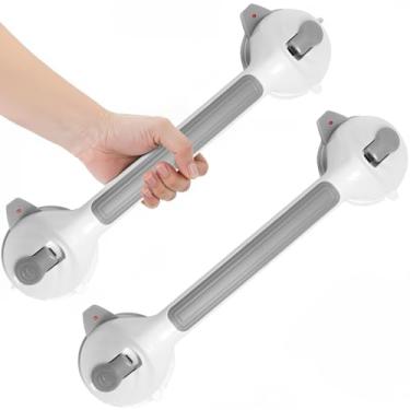 Imagem de Barras de apoio de chuveiro de 40 cm para banheiras, barra de sucção com indicadores de segurança, suporte de banheiro antiderrapante para idosos e idosos, instalação removível sem ferramentas, alça