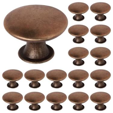 Imagem de Moicstiy Puxadores de puxador de armário de cozinha de bronze vermelho antigo, puxadores de gaveta redondos vintage de 30 mm para cômoda, armário, banheiro, cozinha, armário