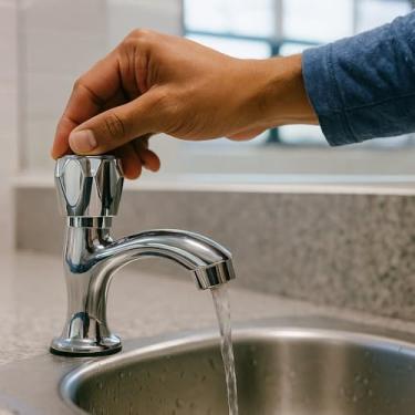 Imagem de Torneira Para Lavatório de Mesa, Cromada, Acabamento Inox, 16,4cm Altura, PP, 151g, com Sistema de Acionamento Suave