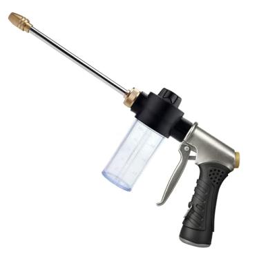 Imagem de Pistola de bocal de mangueira de alta pressão com dispensador de sabão de 100 cc, pulverizador de lavagem de carro de metal para limpeza de carro, painel solar/lavagem de parede/janela e irrigação de