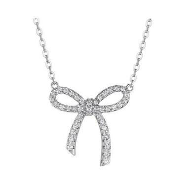 Imagem de Colar Elegante De Moissanite Com Laço Em Prata Esterlina 925 Banhado a