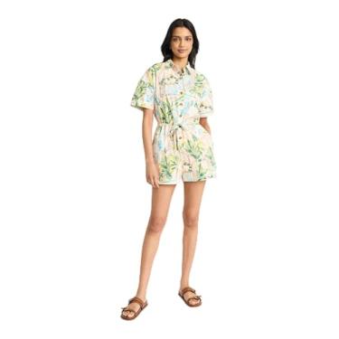 Imagem de The Good Journey Vestido feminino com gola com estampa geométrica tropical e cinto de gravata para férias e resort de verão, Branco macio/pêssego, 52