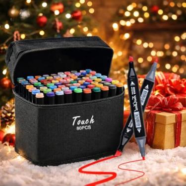Imagem de Canetinhas Touch 80 Cores – Kit Premium para Presente, Marcador à Álcool para Desenho e Ilustração