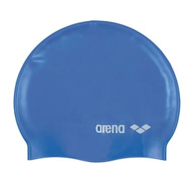 Imagem de Arena Touca de natação unissex Junior Classic Logo silicone, azul-royal/branco, tamanho único