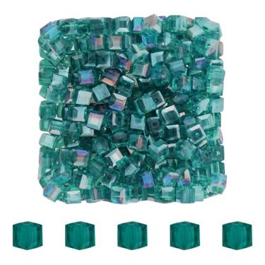 Imagem de Mandala Crafts Contas de cristal de cubo azul-petróleo de 6 mm – 300 contas de vidro facetadas para fabricação de joias, pulseiras, colares, brincos e contas
