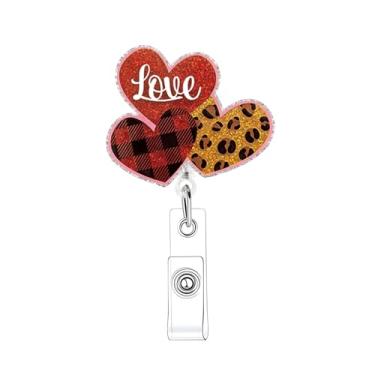 Imagem de Carretel de crachá de dia dos namorados, clipe retrátil para enfermeira, enfermeira, coração de leopardo, carretéis de crachá de enfermeira, etiqueta de identificação de nome de feriado, clipe de