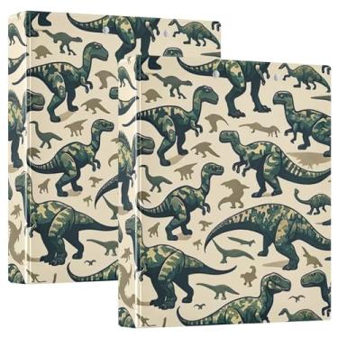 Imagem de Pasta de arquivo com 3 anéis para fichário simples Camo Dino para material de escritório, pacote com 2