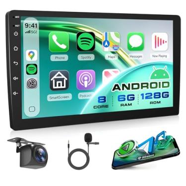 Imagem de 8 núcleos 6G + 128G 10,1 polegadas Android 15 estéreo carro duplo Din sem fio Carplay Android Auto, tela sensível ao toque Rimoody 2 Din rádio do carro GPS 5G-WiFi DSP Bluetooth 5.0 FM/RDS SWC câmera