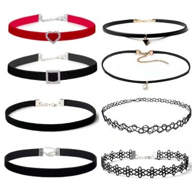 Imagem de XaiYimee Gargantilha gótica preta para mulheres, conjunto de gargantilha de renda elegante preta, acessórios de roupas punk joias, one size, Renda, Sem Pedra Preciosa