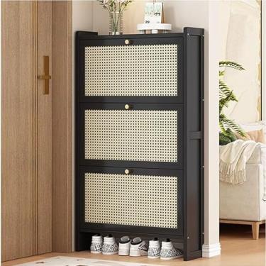 Imagem de LOERSS Armário de sapatos moderno, armário de vime independente para armazenamento de entrada, organizador fino de sapato, 1 camada de sapato para tênis, sapatos de couro, salto alto, chinelo (120 x