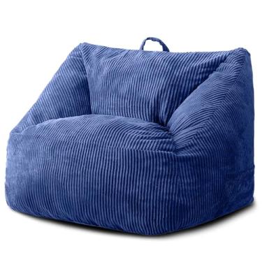 Imagem de Cadeiras Bean Bag para adultos, sofá de feijão gigante com espuma viscoelástica de alta recuperação, cadeira com capa removível de microfibra de pelúcia, sofá grande para leitura, jogos, azul marinho