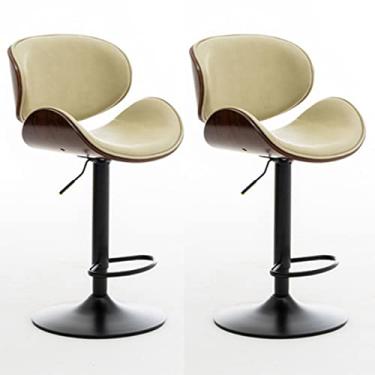 Imagem de Banquinho de bar, banquinho de bar moderno, cadeira de jantar de ilha de cozinha alta giratória com encosto, banco de balcão de cozinha ajustável em altura, com apoio para os pés, conjunto de 2