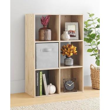Imagem de Whitmor Organizador de armazenamento de 6 cubos, estante de MDF empilhável de 3 camadas, prateleira de exibição de armazenamento aberta, armário de armazenamento para sala de estar, quarto, casa