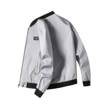 Imagem de Jaqueta Masculina Corta-Vento Com Zíper, Cor Sólida, Estilo Casual Par