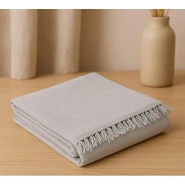 Imagem de Mantas Decorativas 100% Algodão - Conjunto Luxuoso para Cama e Sofá, Modelos Exclusivos, Macias e Laváveis(M.KING 3mx1,80 CINZA CLARO)