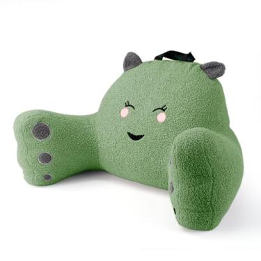 Imagem de Almofada de leitura para sentar na cama sofá adolescentes/adultos, almofada de descanso para as costas para sentar na cama com espuma viscoelástica desfiada, inclui braços e capa lavável (verde)