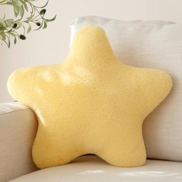 Imagem de Znhinery Almofada de estrela, almofada decorativa com pelúcia para sofá, almofadas decorativas fofas para cama, almofada estética em forma de estrela, almofada divertida para sofá e sala de estar