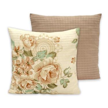 Imagem de Kit 2 Capas de Almofadas C/Zíper 40x40 Piquet Favinho Decoração Luxo (ELEGANCE - CÁQUI)