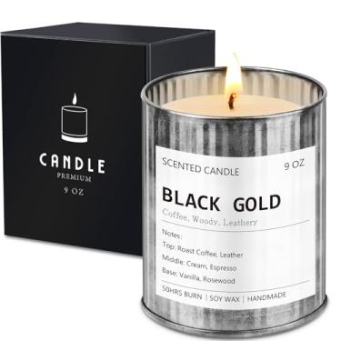 Imagem de Vela perfumada rústica para homens – Vela de cera de soja de 255 g com aroma de café, amadeirado e couro – Presente masculino para ele, decoração de casa e escritório