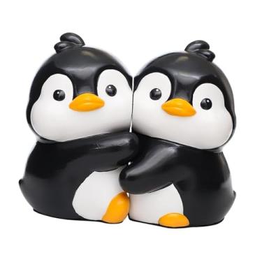 Imagem de KiBcsLic 2x Estatuetas de Pinguim para Livros - Suportes para Livros - Esculturas Fofas de Animais - Suportes para Estante de para Mesa, Sala de Estar e