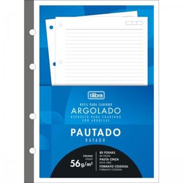 Imagem de Refil Tiliflex Pautado para Caderno Argolado Colegial 80 Folhas Tilibra 2838