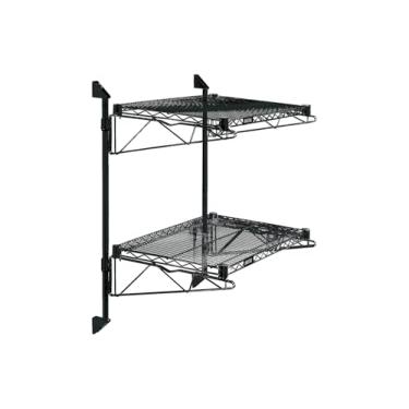 Imagem de Quantum WC34-CB1830BK Suporte de parede de prateleira dupla em cantilever revestido com epóxi com (2) prateleiras (2) hastes de 86 cm (4) braços e (4) suportes de montagem para armazenamento de