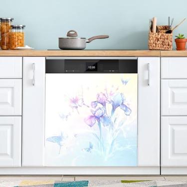 Imagem de SEHANY Capa magnética colorida de campo silvestre para lava-louças, adesivos magnéticos decorativos antiarranhões para painel de geladeira e lava-louças, decoração de flores de fazenda de cozinha