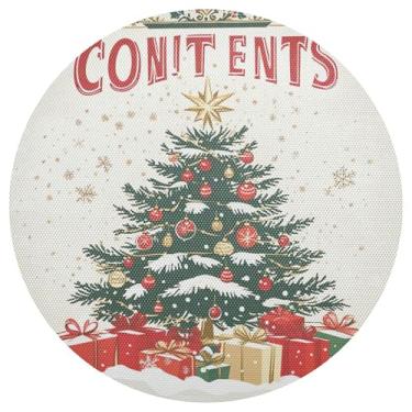 Imagem de xigua Jogo americano redondo de árvore de Natal, conjunto de 4, tapete de mesa redondo antiderrapante resistente ao calor, tapetes de mesa de 48 cm para decoração de cozinha, jantar e festa