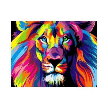 Imagem de Kit De Pintura Em Diamante 5D DIY Com Gato Leão E Tigre, Pedras Redond