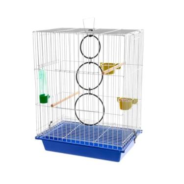 Imagem de Gaiola Para Calopsita Agapornis Agaporne Viveiro Com Ninho e Acessórios(AZUL,SEM NINHO)