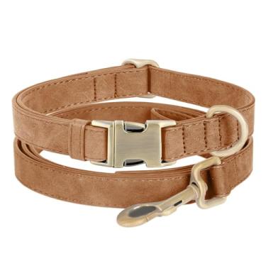 Imagem de Coleira de couro genuíno para cães – Coleira ajustável para animais de estimação com fivela de metal de liberação rápida, coleira de couro verdadeiro para cães pequenos, médios e grandes (coleira