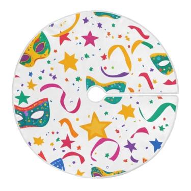 Imagem de ATTX Saia de árvore com máscara de carnaval de 90 cm – Decoração festiva para festas de ano novo e carnaval #123