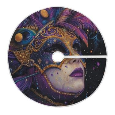 Imagem de ATTX Saia de árvore com máscara de carnaval de 90 cm – decoração festiva para festas de ano novo e carnaval #255