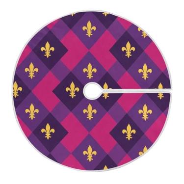Imagem de ATTX Saia Mardi Gras Argyle Tree de 90 cm – Decoração festiva para festas de ano novo e carnaval #172